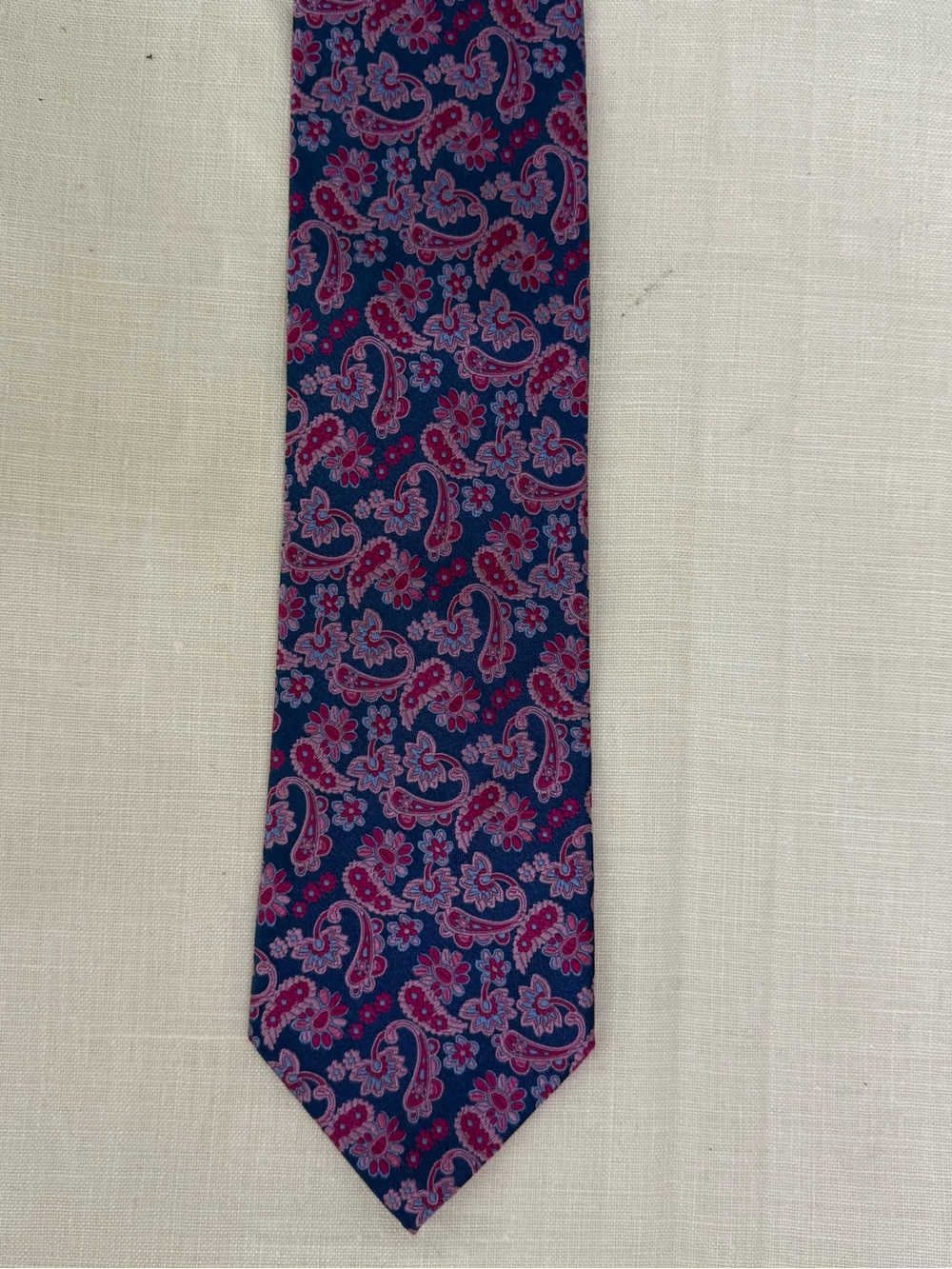 Ben Sherman Paisley Floral Tie Navy Pink Silk 3.5" x 57"